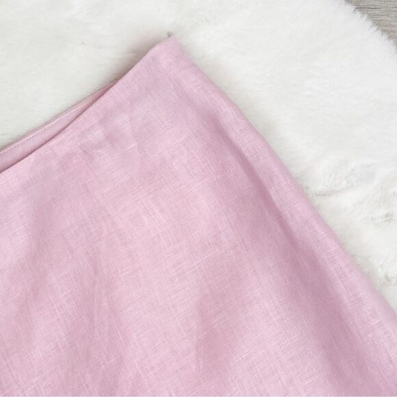 David N Hanky Linen Crop Capri Pants Pink 10 - Picture 3 of 8